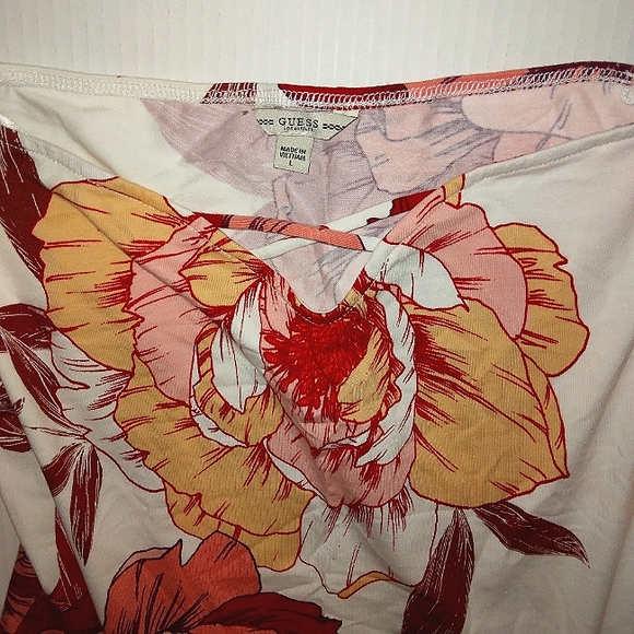 ~NWT~Stunning GUESS Blushing Azalea Print Ivory Karlotta Juniors Top~Large~ - Picture 9 of 11